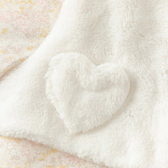 Dave&Bella Baby Girls Winter White Floral Print Indoor Cozy Plush Hooded Rompers