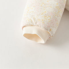 Dave&Bella Baby Girls Winter White Floral Print Indoor Cozy Plush Hooded Rompers