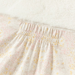 Dave&Bella Baby Girls Winter White Floral Print Indoor Cozy Plush Hooded Rompers