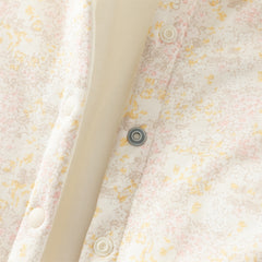 Dave&Bella Baby Girls Winter White Floral Print Indoor Cozy Plush Hooded Rompers