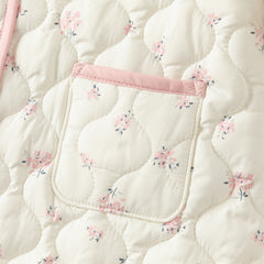 Dave&Bella Baby Girls Winter Sweet Beige Floral Print Doll Collar Warm Padded Rompers