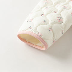 Dave&Bella Baby Girls Winter Sweet Beige Floral Print Doll Collar Warm Padded Rompers