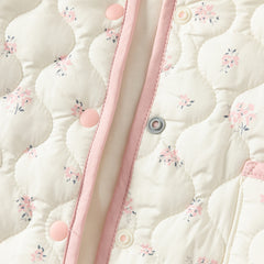 Dave&Bella Baby Girls Winter Sweet Beige Floral Print Doll Collar Warm Padded Rompers