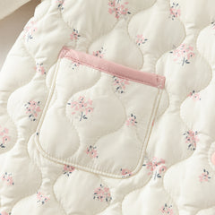 Dave&Bella Baby Girls Winter Sweet Beige Floral Print Doll Collar Warm Padded Rompers