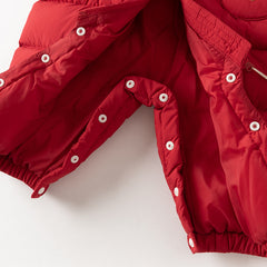 Dave&Bella Baby Girls/Boys Winter Festival Red Warm Windproof Hooded Down Rompers