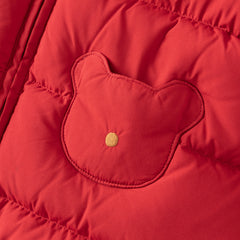 Dave&Bella Baby Girls/Boys Winter Festival Red Warm Windproof Hooded Down Rompers