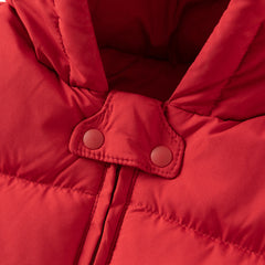 Dave&Bella Baby Girls/Boys Winter Festival Red Warm Windproof Hooded Down Rompers