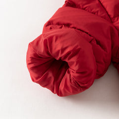 Dave&Bella Baby Girls/Boys Winter Festival Red Warm Windproof Hooded Down Rompers