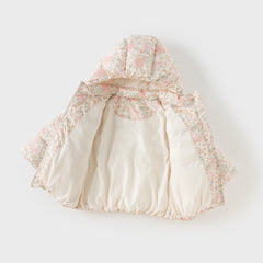 Dave&Bella Toddler Girls Winter Adorable Pink Floral Outwear Paddes Hooded Coats