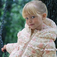 Dave&Bella Toddler Girls Winter Adorable Pink Floral Outwear Paddes Hooded Coats