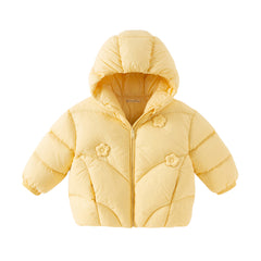 Dave&Bella Toddler Girls Winter Charming Yellow Outwear Cozy Hooded Down Coats