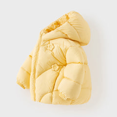 Dave&Bella Toddler Girls Winter Charming Yellow Outwear Cozy Hooded Down Coats