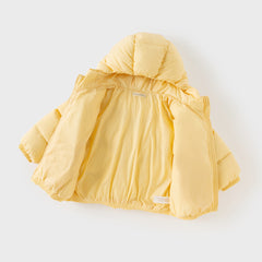 Dave&Bella Toddler Girls Winter Charming Yellow Outwear Cozy Hooded Down Coats