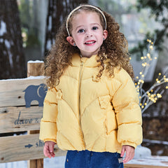 Dave&Bella Toddler Girls Winter Charming Yellow Outwear Cozy Hooded Down Coats