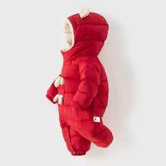 Dave&Bella Baby Girls/Boys Winter Festival Red/Pink Outwear Hooded Down Rompers