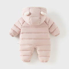 Dave&Bella Baby Girls/Boys Winter Festival Red/Pink Outwear Hooded Down Rompers