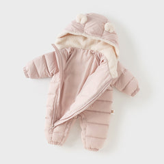 Dave&Bella Baby Girls/Boys Winter Festival Red/Pink Outwear Hooded Down Rompers