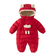 Dave&Bella Baby Girls/Boys Winter Festival Red/Pink Outwear Hooded Down Rompers