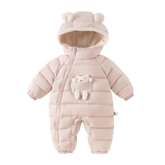 Dave&Bella Baby Girls/Boys Winter Festival Red/Pink Outwear Hooded Down Rompers