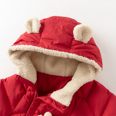 Dave&Bella Baby Girls/Boys Winter Festival Red/Pink Outwear Hooded Down Rompers