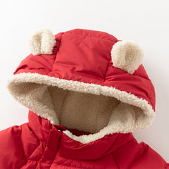 Dave&Bella Baby Girls/Boys Winter Festival Red/Pink Outwear Hooded Down Rompers