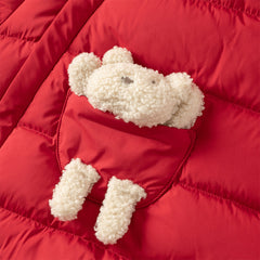 Dave&Bella Baby Girls/Boys Winter Festival Red/Pink Outwear Hooded Down Rompers