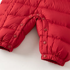 Dave&Bella Baby Girls/Boys Winter Festival Red/Pink Outwear Hooded Down Rompers