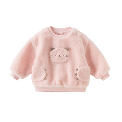 Dave&Bella Toddler Girls Autumn Pink Cute Cat-style Padded Sweatshirts Tops