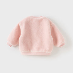 Dave&Bella Toddler Girls Autumn Pink Cute Cat-style Padded Sweatshirts Tops