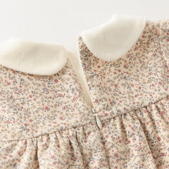 Dave&Bella Toddler Girls Charming Khaki Floral Print A-line Princess Dress(wallet bag)
