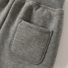 Dave&Bella Toddler Boys Autumn Outdoor Grey Warm Padded Drawstring Loose Sweatpants