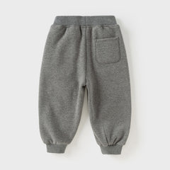 Dave&Bella Toddler Boys Autumn Outdoor Grey Warm Padded Drawstring Loose Sweatpants