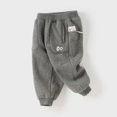 Dave&Bella Toddler Boys Autumn Outdoor Grey Warm Padded Drawstring Loose Sweatpants