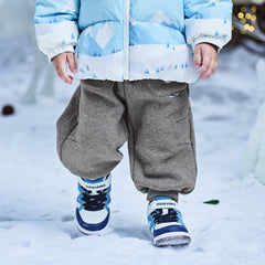 Dave&Bella Toddler Boys Autumn Outdoor Grey Warm Padded Drawstring Loose Sweatpants