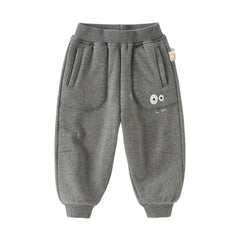 Dave&Bella Toddler Boys Autumn Outdoor Grey Warm Padded Drawstring Loose Sweatpants