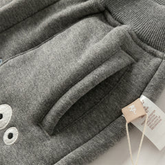Dave&Bella Toddler Boys Autumn Outdoor Grey Warm Padded Drawstring Loose Sweatpants
