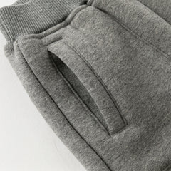 Dave&Bella Toddler Boys Autumn Outdoor Grey Warm Padded Drawstring Loose Sweatpants