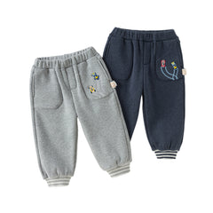 Dave&Bella Toddler Boys Winter Outdoor Activities Drawstring Loose Sports Pants