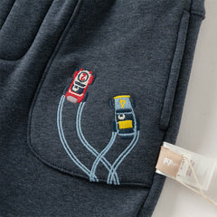 Dave&Bella Toddler Boys Winter Outdoor Activities Drawstring Loose Sports Pants