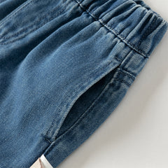 Dave&Bella Toddler Girls/Boys Denim Blue Adjustable-waistband Loose Drawstring Jeans