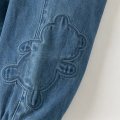 Dave&Bella Toddler Girls/Boys Denim Blue Adjustable-waistband Loose Drawstring Jeans