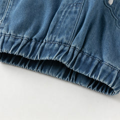 Dave&Bella Toddler Girls/Boys Denim Blue Adjustable-waistband Loose Drawstring Jeans