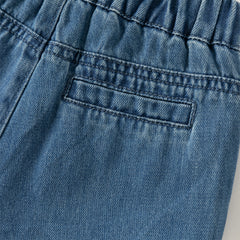 Dave&Bella Toddler Girls/Boys Denim Blue Adjustable-waistband Loose Drawstring Jeans