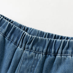 Dave&Bella Toddler Girls/Boys Denim Blue Adjustable-waistband Loose Drawstring Jeans