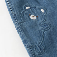 Dave&Bella Toddler Girls/Boys Denim Blue Adjustable-waistband Loose Drawstring Jeans