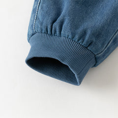 Dave&Bella Toddler Girls/Boys Denim Blue Adjustable-waistband Loose Drawstring Jeans