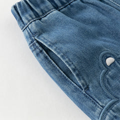 Dave&Bella Toddler Girls/Boys Denim Blue Adjustable-waistband Loose Drawstring Jeans