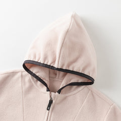 Dave&Bella Kids Girls/Boys Autumn Pink/Grey Cozy Fleece Hooded Coat Pant Suits Set