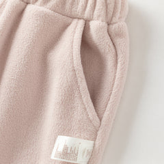 Dave&Bella Kids Girls/Boys Autumn Pink/Grey Cozy Fleece Hooded Coat Pant Suits Set