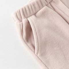 Dave&Bella Kids Girls/Boys Autumn Pink/Grey Cozy Fleece Hooded Coat Pant Suits Set